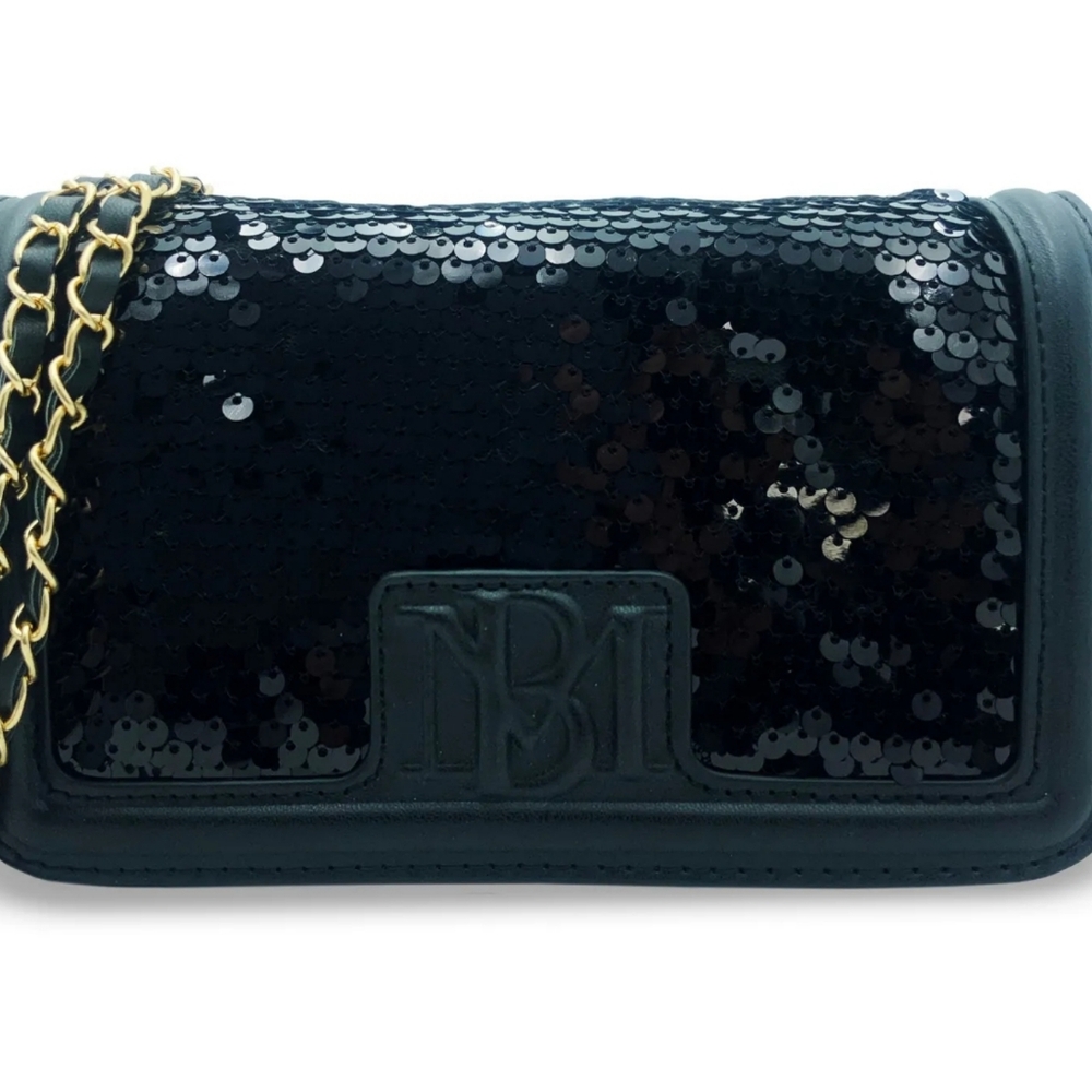Badgley Mischka Black Sequin Crossbody Bag ~ Brand New - Picture 6 of 9